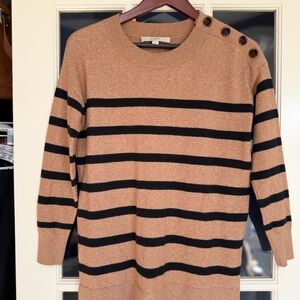 LOFT Tan and Black Striped Sweater